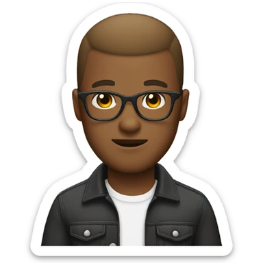 A black buzz cut boyfriend with glasses and thin moustache and short light brown hair girlfriend sticker