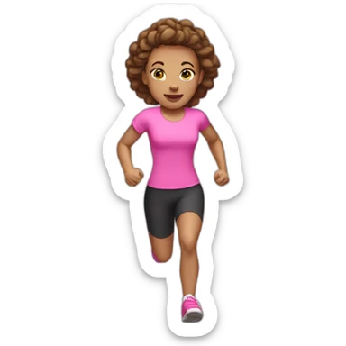 isolated, one running woman with light skin, pink clothes sticker