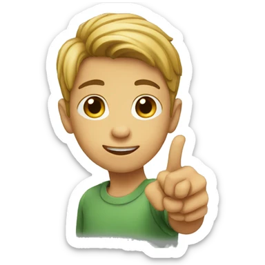 Boy pointing his finger down sticker