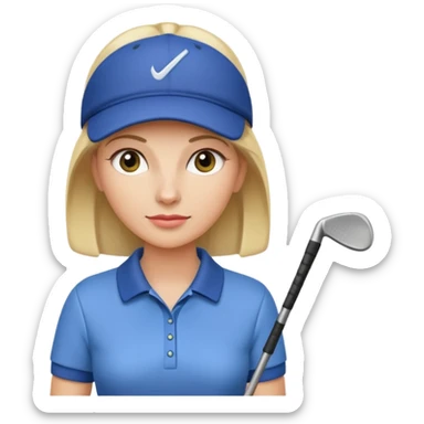 woman golf coach teaching holding golf club sticker