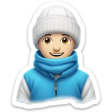 smiling boy with blue eyes in winter attire sticker