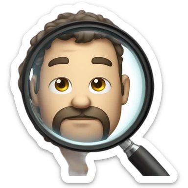 a big size man looking through magnifying glass sticker