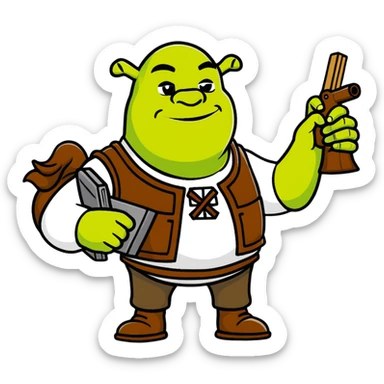 Shrek with two glocks sticker