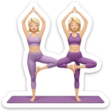 Two women doing yoga both blonde standing pose  sticker