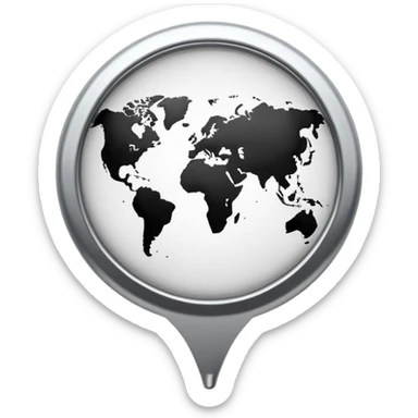 Black and white map push pin  sticker