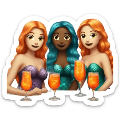 Three mermaids drinking aperol sticker