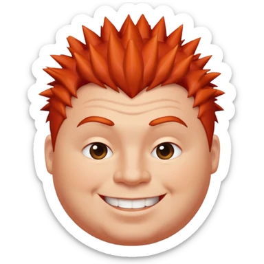 fat spiky haired happy man, red haired sticker