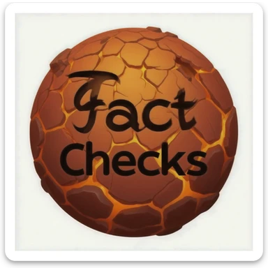 a red burning planet with "Fact Checks" written in black letters on it, just the planet, no background sticker