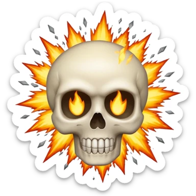 skull with explosion bursting from it emoji style sticker