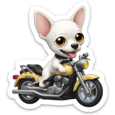 white chihuahua on motorbike sticker