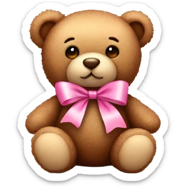 Teddy bear with pink ribbon sticker