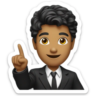 A young teacher in black suit pointing finger up sticker