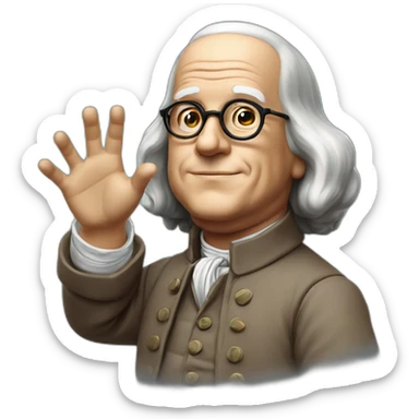 benjamin franklin with an arm up closed realistic sticker