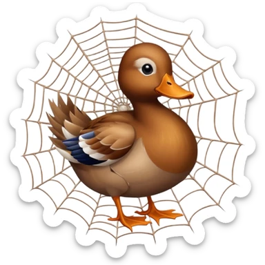 A duck stuck in spider webs  sticker