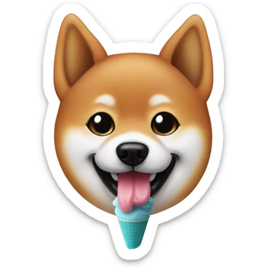 Shiba Inu black eat ice cream sticker