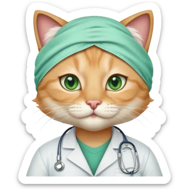 doctor cat, surgical mask sticker
