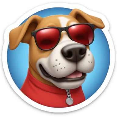 Dog with sunglasses and red tshirt throwing signs sticker