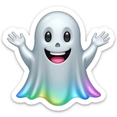 Holographic chrome cartoon ghost with no arms sticker