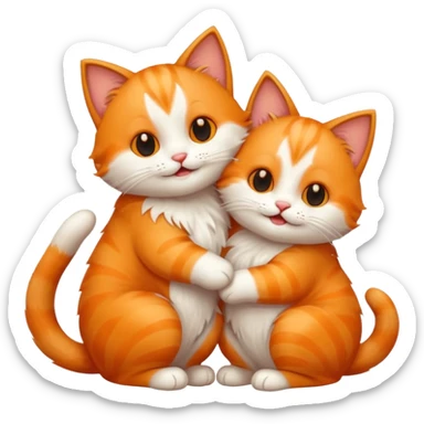 two happy cats hugging sticker