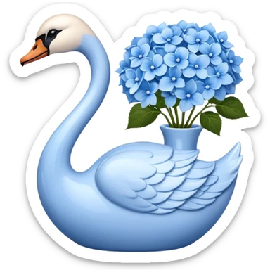 Light blue swan shaped vase with blue flowers in it sticker
