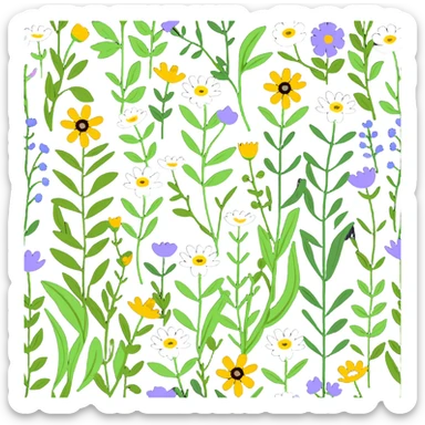 wildflowers field daisies and poppies sticker