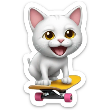 skateboarding cat sticker