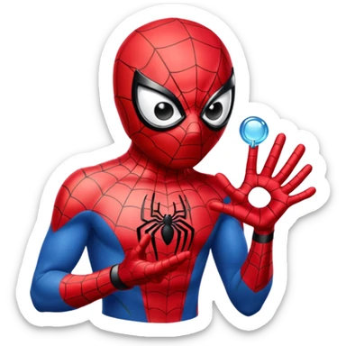 Spiderman qui met une bague a hello kity sticker