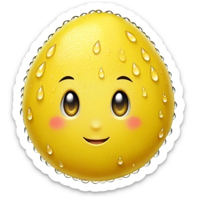 a lemon covered in dewdrops sticker