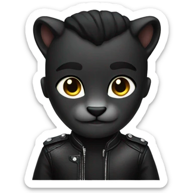 panther with black hairstyle and leather jacket sticker