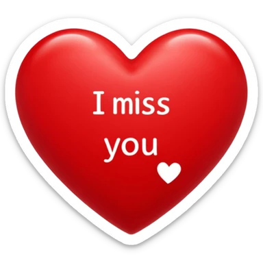 I miss you text inside a red heart with little red hearts around it sticker