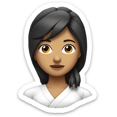 Genera un moreno de cabello ondulado con un orte urbano, de ojos marrones claro, musculoso, vestido con un uniforme de karate con una cinta negra amarrada en la frente sticker