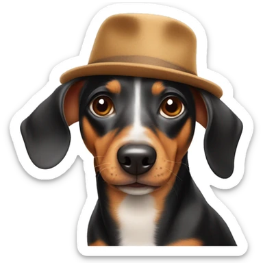 weiner dog wearing a hat sticker
