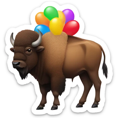 Bison celebrating with balloons sticker