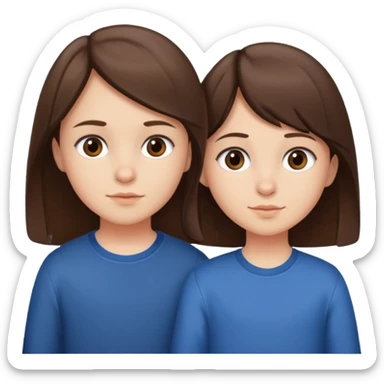 Little sister and brother (brunette) sticker