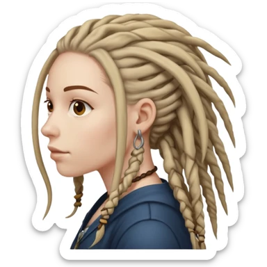 white woman with dreadlocks side view sticker