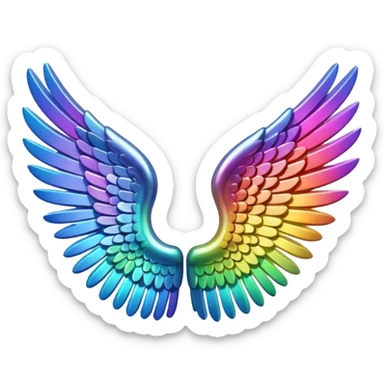 A 3d not too detailed rainbow prismatic angel wing sticker