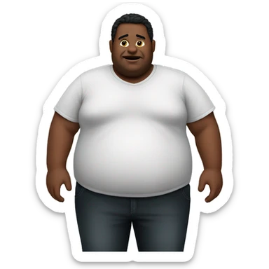 obese man black shirt sticker