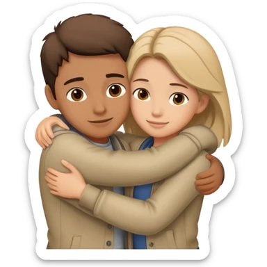 two friends hugging each other warmly sticker