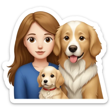 White girl with long brown hair and an English cream retriever sticker
