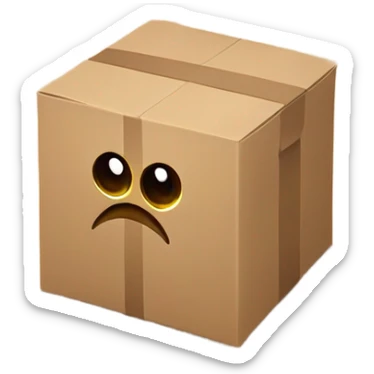 *emoji en forma de caja* con un diseño similar a la imagen, pero con *pupilas marrones*.  

Aquí tienes una descripción más detallada:  

- *Forma:* Caja cuadrada, con rasgos expresivos.  
- *Ojos:* Grandes y expresivos, con *pupilas marrones*.  
- *Cejas:* Una ceja levantada para darle un toque juguetón y amigable.  
- *Boca:* Sonriente, pero puede cambiar según su estado de ánimo.  
- *Brazos y piernas:* Delgados y flexibles, con manos y pies sencillos.  
- *Personalidad:* Amigable, divertida y feliz, sticker