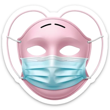 Pale pink surgical face mask isolated on white background, no human, no animal sticker
