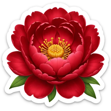 Change the white peony flower single bloom to a red peony flower single bloom, keep emoji style, no background. sticker