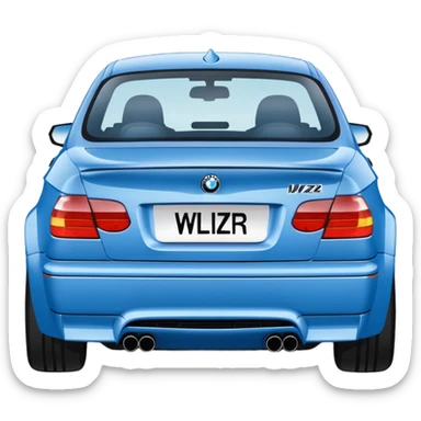 Make me an emoji with a blue bmw M3 and some kind of sign that says ‘W LZR’ sticker
