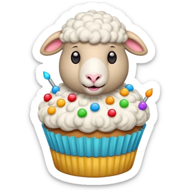 Sheep popping on the cupcake sticker