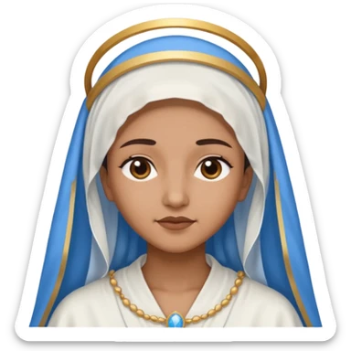 Nossa senhora das graças com manto branco e vel azul ,com áurea sticker