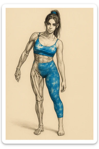 Anatomical style inspired by the photo: one leg much smaller and thinner than the other, highlighting the difference between the two legs, anatomical style, variant 3. sticker