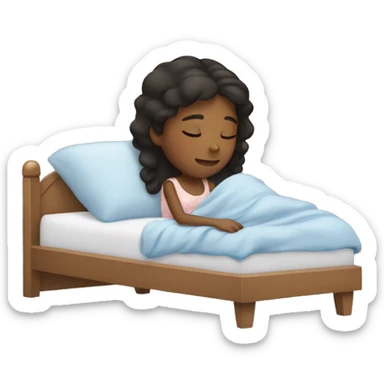 A girl sleeping in bed sticker