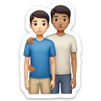skinny tall asian guy with short fat asian kid whose darker and they’re in front of palm trees sticker