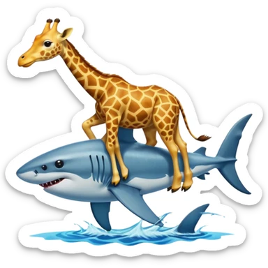 Giraffe riding a shark sticker