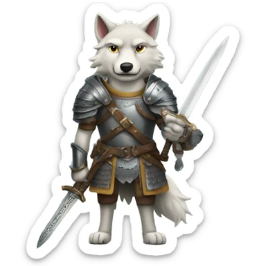 Wolf with sword and armor sticker